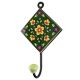 Forest Green Ceramic Floral Tile Hook